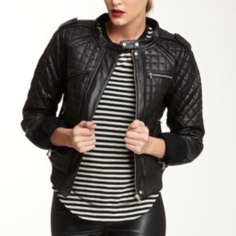 Black Quilted Women's Moto Jacket